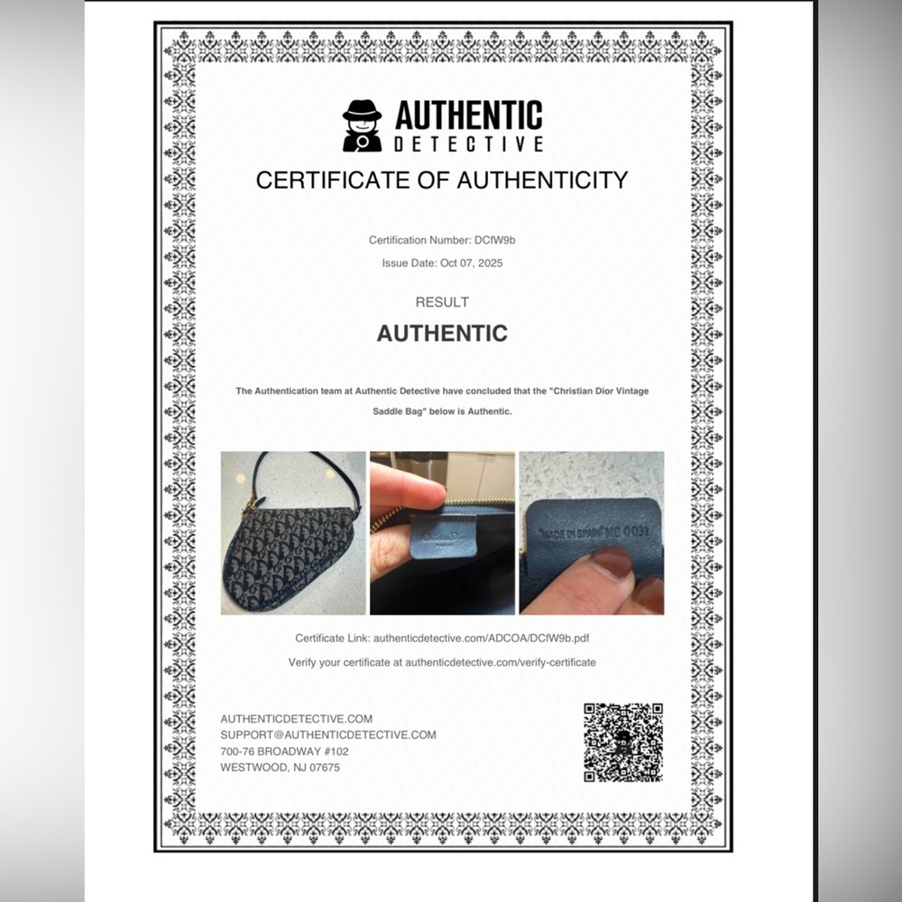 Authentic Vintage Christian Dior Oblique Saddle Bag Navy Blue Gold Hardware - Picture 3 of 11